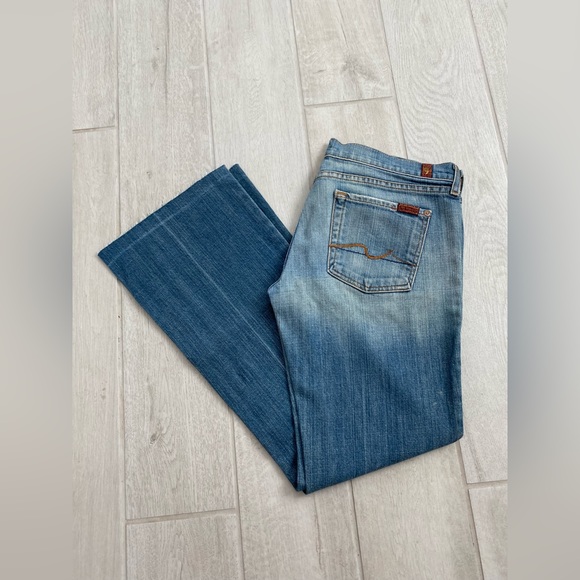 Vintage 7 For All Mankind Size 30 Denim Jeans Flare - Picture 1 of 6
